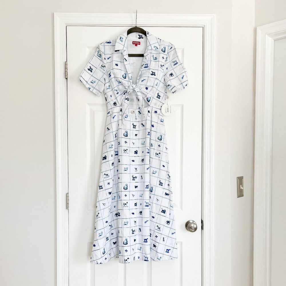 Staud Giorgiana Linen Blend Midi Dress - NWT
